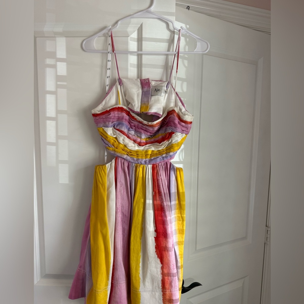 AJE Aurora Stripe Liza Ruched Mini Dress
